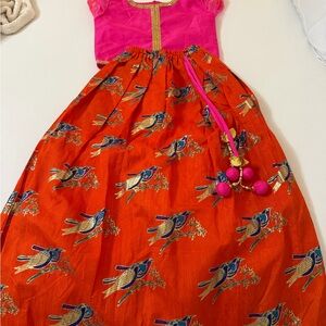 Vibrant Pink and Orange Lehnga